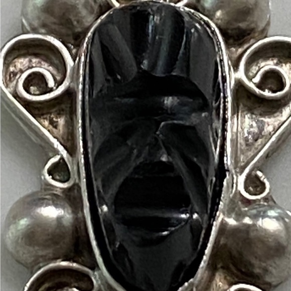 Vintage Tribal Onyx & Sterling Pendant - Picture 2 of 7